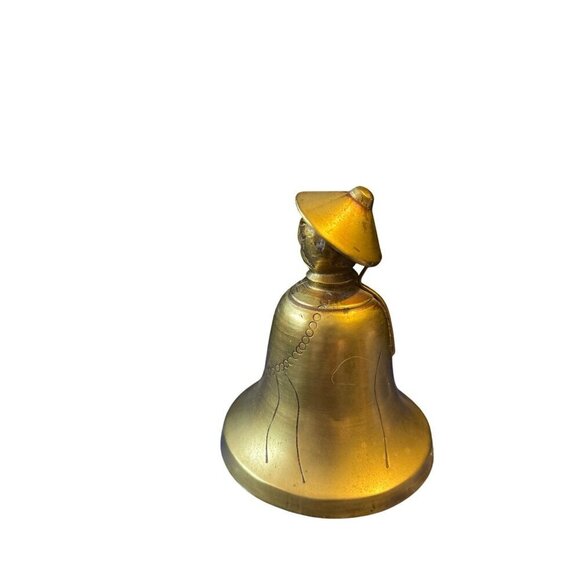 Vintage Figural Brass Bell Emperor Asian Man Shaped Etched - Picture 4 of 6